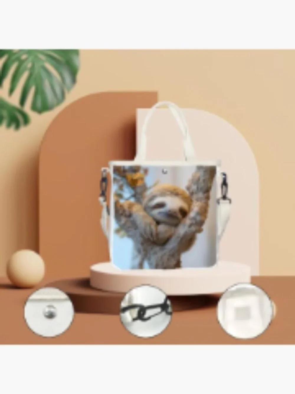 Sloth Print Canvas Crossbody Sling Bag with Adjustable Strap